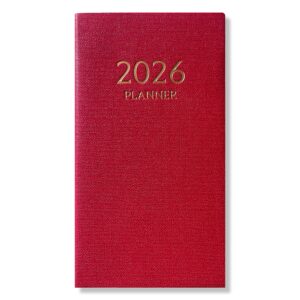 2026 Pocket Agenda - Dagagenda 1D/1P - Softcover Rood- 9,5x17,3cm